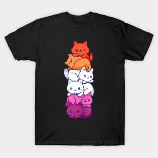 Lesbian Pride Cat Lgbt Gay Flag Cute Hers And Hers T-Shirt